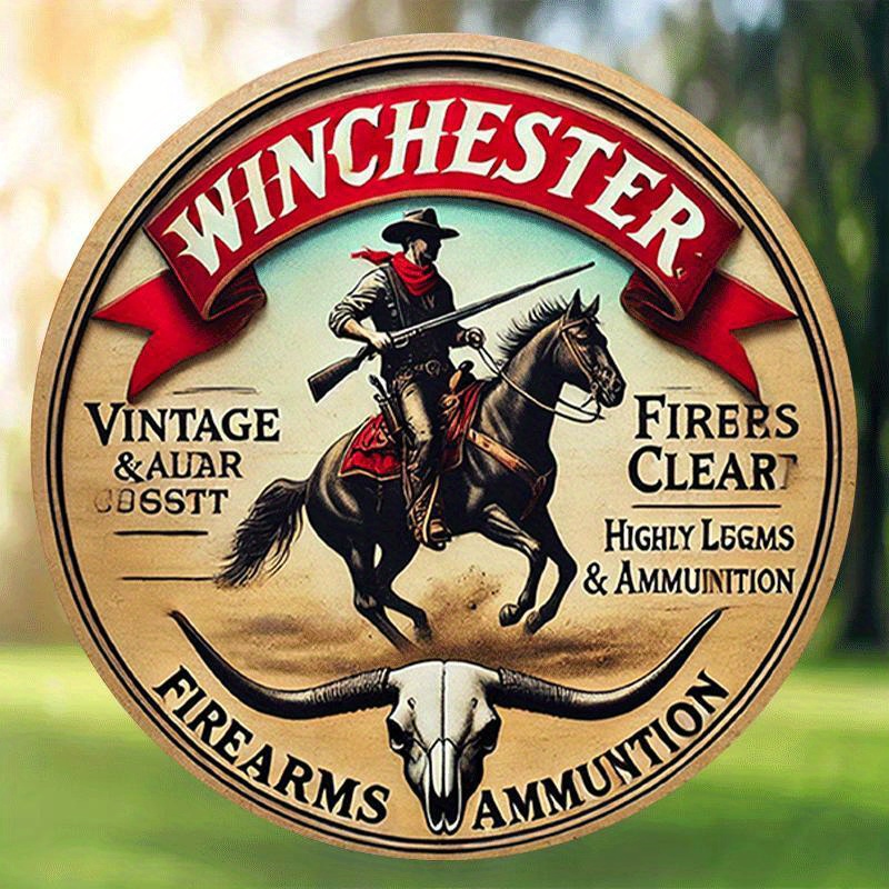 Hunting Outdoor Christmas Decorations - Винтажная круглая металлическая табличка Winchester для