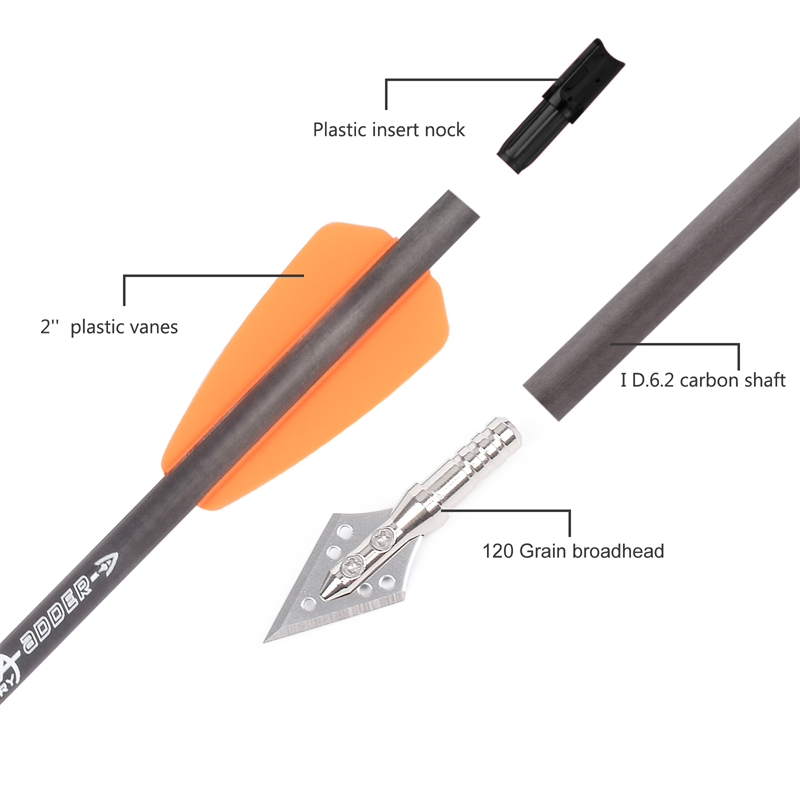 Crossbow Bolt Broadhead - 6 шт. R9 7,5-дюймовый арбалетный болт,