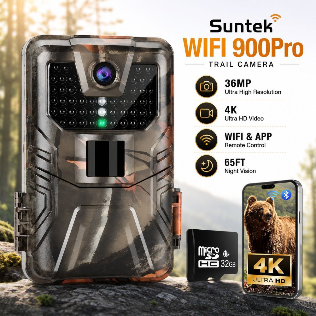 Outdoor Hunting Camera Wireless - 4K уличная Wi-Fi камера для охоты